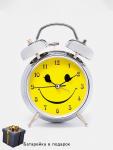 Будильник «Смайл», циферблат d=11.5 см, с подсветкой, от батареек 1хАА, хром
