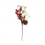 "Blumentag" VDD-38 Веточка декоративная с ягодами, шишкой и хлопком 6 х 1 шт. 21 см 01