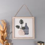 Настенные крючки декоративные «Ветки монстеры и две вазы», дерево, 2.5?20?20 см