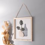 Настенные крючки декоративные «Ветки монстеры и две вазы», дерево, 2.5?20?20 см