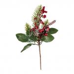 "Blumentag" VDD-64 Веточка декоративная заснеженная с ягодами и шишкой 6 х 1 шт. 23 см 01