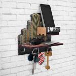 Ключница деревянная с полкой «My city»