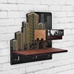 Ключница деревянная с полкой «My city»