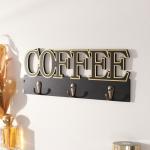 Настенные крючки декоративные «Кофе», дерево, чёрный с золотом, 3?30?12 см