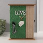 Ключница настенная «Отпечаток листьев. Ключи и сердце», дерево, 6 крючков, зелень, 6.5?20?26.5 см