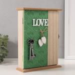 Ключница настенная «Отпечаток листьев. Ключи и сердце», дерево, 6 крючков, зелень, 6.5?20?26.5 см