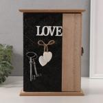 Ключница настенная «Отпечаток листьев. Ключи и сердце», дерево, 6 крючков, чёрный, 6.5?20?26.5 см