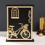 Ключница настенная «Велосипед с корзинкой с цветами», дерево, чёрная, зеркальная, 6?22.3?29.5 см