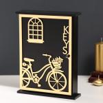 Ключница настенная «Велосипед с корзинкой с цветами», дерево, чёрная, зеркальная, 6?22.3?29.5 см