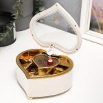 Музыкальная шкатулка механическая «Сердце белое», пластик, 15.5?14?7.5 см