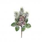 "Blumentag" VDD-65 Веточка декоративная заснеженная с ягодами и шишкой 6 х 1 шт. 16 см 01