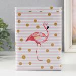 Набор шкатулок для хранения мелочей, украшений «Прямоугольная. Фламинго и золотой горох», 2 шт., металл