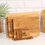 Набор досок разделочных Дарим Красиво «Прямоугольник», 3 шт., металлическая ручка, подставка, 39?23?2 см, 33?20?1.8 см, 28?18 см, дерево