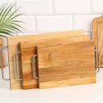 Набор досок разделочных Дарим Красиво «Прямоугольник», 3 шт., металлическая ручка, подставка, 39?23?2 см, 33?20?1.8 см, 28?18 см, дерево