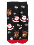 Носки НГ р.35-40 "New Year's magic" Маленькие санты на черном