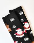 Носки НГ р.35-40 "New Year's magic" Маленькие санты на черном