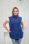 Жилет женский из велюра березка на синем макси