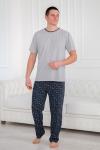 Пижама мужская из футболки с коротким рукавом и брюк из кулирки Генри антрацит макси
