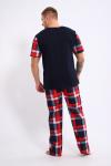 Пижама мужская из футболки с коротким рукавом и брюк из кулирки Макс красная клетка