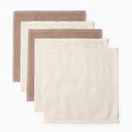 Салфетки махровые «Этель. Голубые цветы», 5 шт., 30?30 см, хлопок 100%, бежевые/коричневые