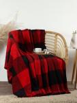 Плед «Этель. Клетка чёрно-красный», 180?200 см, корал-флис 220 г/м?