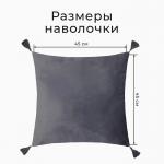 Набор декоративных наволочек Этель с кисточками, цвет серый, 45?45 см - 2 шт., полиэстер, велюр