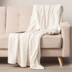 Плед «Этель. Клетка», 150?200 см, корал-флис, 240 г/м?, 100% полиэстер, молочный