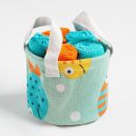 Набор салфеток махровых универсальных в корзинке Этель «Морской» 30?30 см - 5 шт.,100% хлопок, 340 г/м?