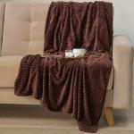 Плед «Этель. Клетка», 180?200 см, корал-флис, коричневый