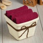 Набор махровых декоративных салфеток Этель «Вид 2» 30?30 см-3 шт., цвет бордовый, 100% хлопок