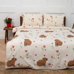 КПБ 'Чистый хлопок' 1,5 спальный, наволочки 50х70, поплин, 'Капибара ВБ' Пододеяльник 146х215 с прорезью, простыня классическая 150х215 подшита с 4-х сторон, наволочки 50х70 с клапаном - 2 шт