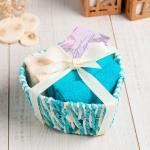 Салфетки махровые декоративные «Этель. Сердечко», 4 шт., 30?30 см, хлопок 100%, голубые