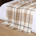 Плед «Эльф» 170?210 см, новозеландская шерсть, белый/бежевый/коричневый