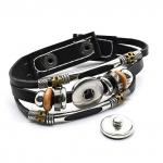 Браслет 3 в 1 из кожи с янтарем мозаика круг 18мм  цв.зеленый, черный, 18см