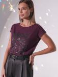 Нарядная футболка с принтом пайетками