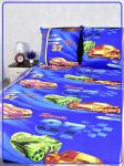 Детское постельное белье бязь Гонки вид 1 синий
