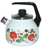 Чайник 3 л со свистком, декор, белый, с пл.кн. С2717.3