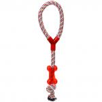 Игрушка - канат для собак средних и крупных пород НЕСКУЧАЙКА-косточка, цвет красный (лейбл)