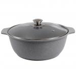 Кастрюля-жаровня 3л "Мраморная"(светлый мрамор) со стеклянной крышкой жмс32а