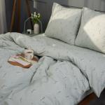 КПБ 'Традиция' 2,0 спальный с европростыней, поплин, 100% хлопок, 'Подснежники (серо-зеленый)' Пододеяльник 177*217, простыня 240*217, наволочка 70*70 (2 шт.)