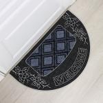 Коврик придверный Доляна «Welcome», полукруглый, 45?75 см, серебряный
