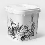 Ёмкость для муки и сахара Альтернатива, 25 л, с декором, пластик, белая, крышка МИКС