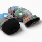 Варежки зимние детские MINAKU «Крокодилы», серые, 18 см