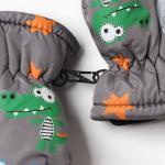 Варежки зимние детские MINAKU «Крокодилы», серые, 18 см