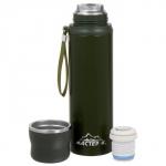 Термос Мастер К Traveller, 1 л, с кружкой, сохраняет тепло до 12 ч, нержавеющая сталь, зелёный