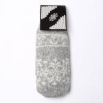 Варежки женские шерстяные, светло-серые, белый, размер 20-22