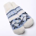 Варежки женские шерстяные «Весна», белые, голубые, размер 20-22