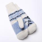 Варежки женские шерстяные «Весна», белые, голубые, размер 20-22