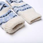 Варежки женские шерстяные «Весна», белые, голубые, размер 20-22