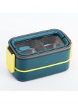 Ланч бокс TAKE IT EASY «В школу», 1 л, 11.5?21 см, с приборами, 2 уровня, нержавеющая сталь, синий